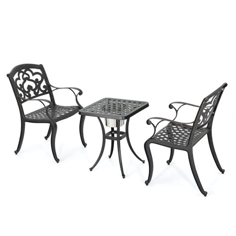 Ariel Outdoor 3 Piece Patina Copper Finish Cast Aluminum Bistro Set