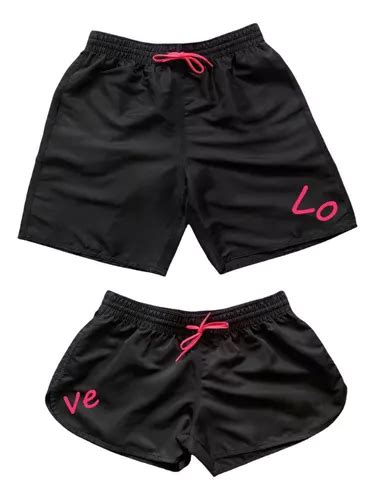 Kit Short Casal Moda Praia Moz O Bermuda Love Combinando Frete Gr Tis