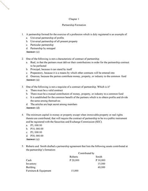 Partnership Formation Chapter 1 Partnership Formation A Partnership