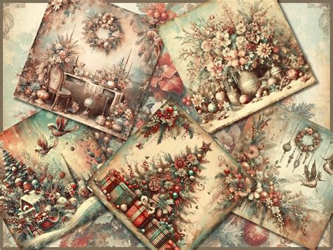 Classic Vintage Christmas Junk Journal Kit Printable Journal Pages