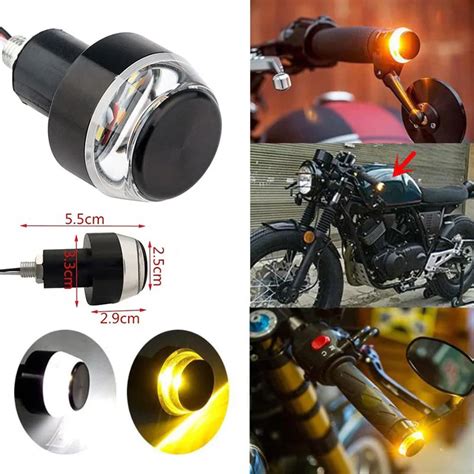 Pair Universal 22mm Handlebar Motorcycle LED Handle Bar End Indicator