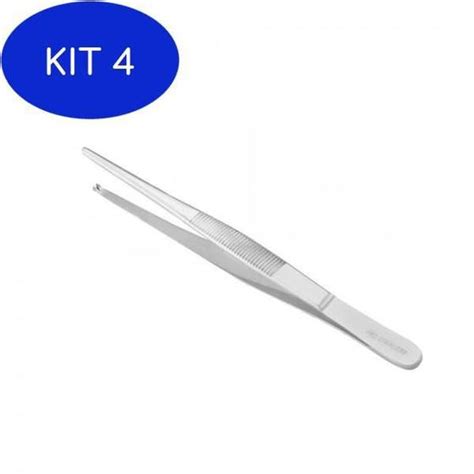 Kit 4 Pinca Anatômica Dente De Rato 16 Cm ABC Pinças Cirurgicas