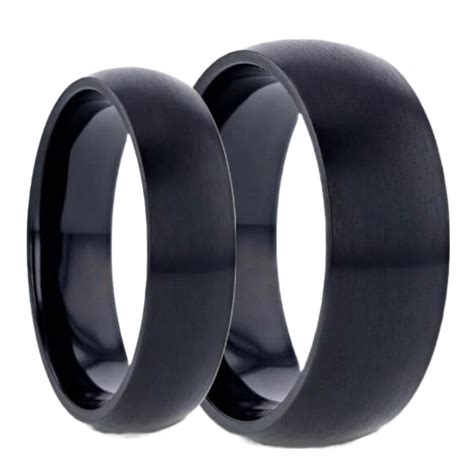 Brushed Black Titanium Couples Wedding Ring Set Vansweden Jewelers