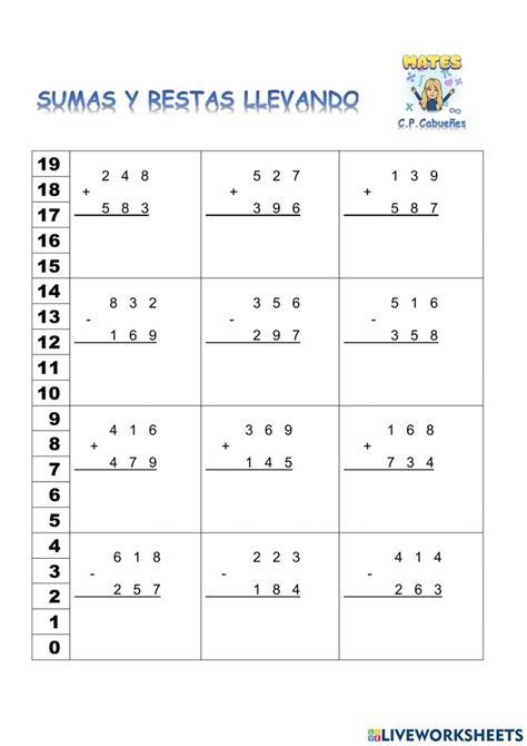 Sumas Y Restas 3 Interactive Worksheet Images Porn Sex Picture