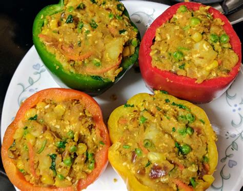 Stuffed Capsicum Recipe Bharwa Shimla Mirch Stuffed Bell Peppers