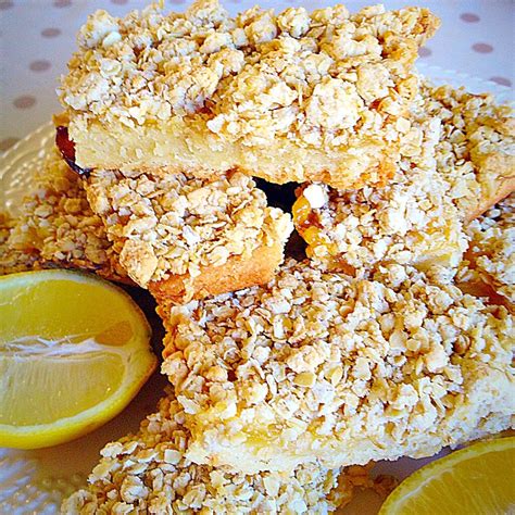 Oat Topped Lemon Shortbread Bars Feasting Is Fun