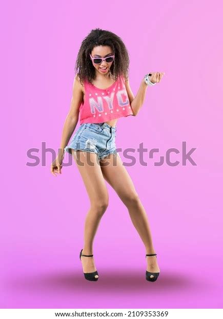 Full Length Portrait Stylish Girl Posing Stock Photo 2109353369