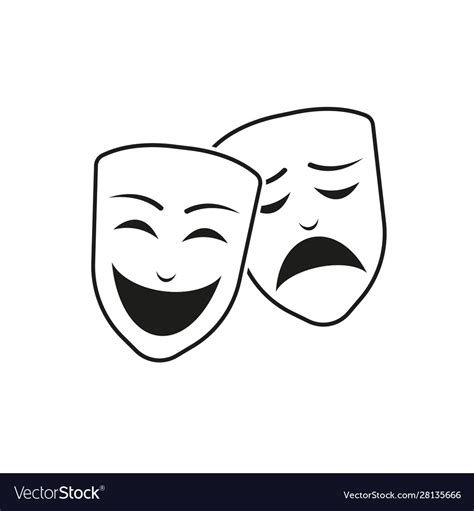 Drama Masks Black And White Vector