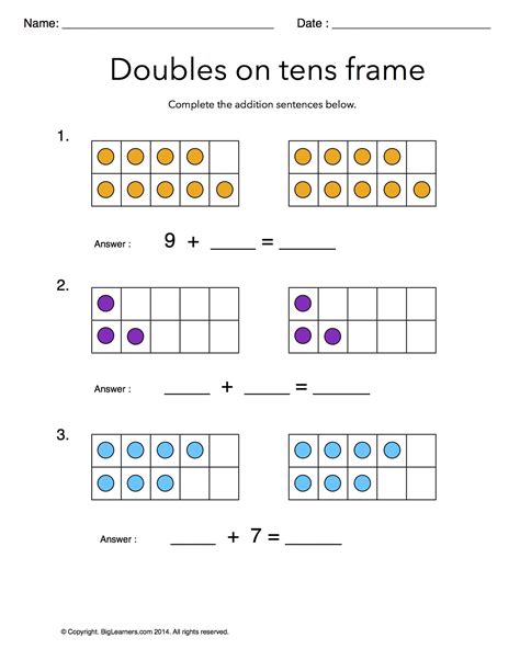 Adding Doubles First Grade Math Worksheets Biglearners