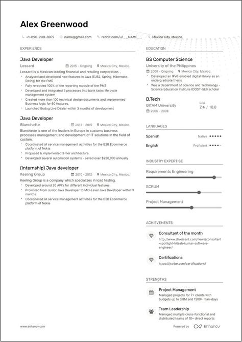 Best Senior Java Developer Resume Resume Gallery