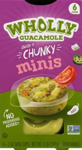 Wholly Guacamole Chunky Mediums Guacamole Minis 6 Ct 2 Oz Kroger