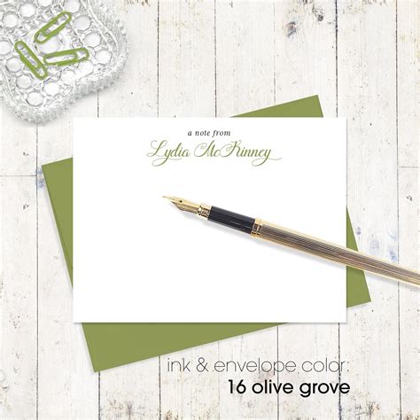 Personalized Note Card Set Captivating Cursive Classic Etsy