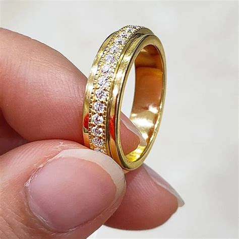 Huitan Gold Color Wedding Rings For Women Full Paved Cubic Zirconia