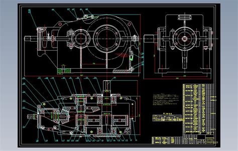 二级圆锥圆柱齿轮减速机cad图纸autocad模型图纸免费下载 懒石网