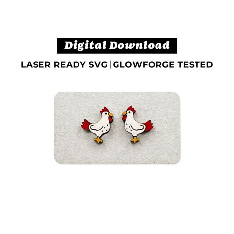 Chicken Earrings File Svg File Glowforge Ready Instant Download Glowforge Earring File Etsy