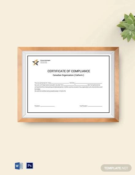 Free 25 Sample Certificate Of Compliance In Pdf Psd Ai Indesign