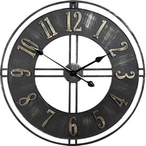 Horloge Murale Ronde En M Tal Noir Cm De Diam Tre Style Urbain