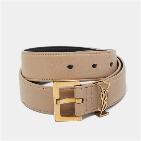 Saint Laurent Beige Leather Cassandre Belt 70 Cm Saint Laurent Paris