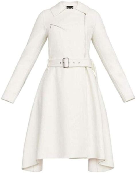 NEW BCBG MAX AZRIA 398 IVORY RYAN WOOL BLEND TRENCH COAT SZ L LARGE EBay