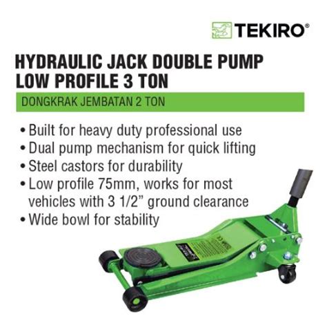 TEKIRO Hydraulic Jack Double Pump Low Profile 3 Ton Dongkrak Buaya AU