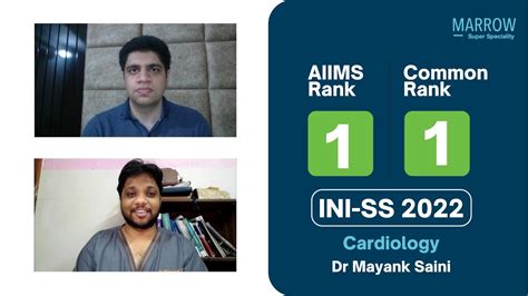 Rank 1 INI SS 22 DM Cardiology AIIMS Rank 1 Dr Mayank Saini In