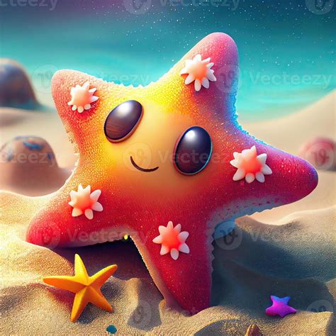 Linda Vistoso Estrella De Mar Dibujos Animados Ilustraci N Estrella De