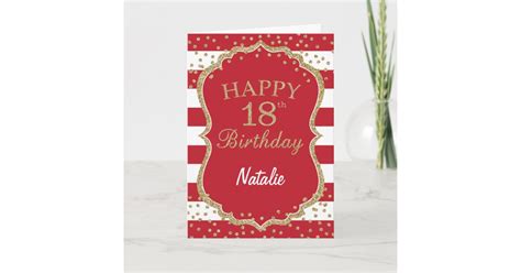 Red and Gold Glitter confetti 18th Birthday Card | Zazzle