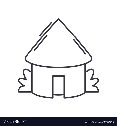 Hut Icon Linear Isolated Thin Line Royalty Free Vector Image