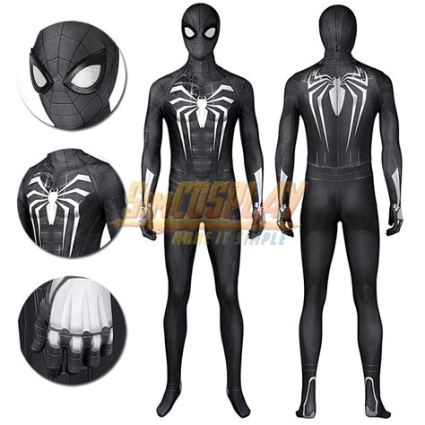 Spiderman Symbiote Black Cosplay Suit Spider Man Miles Morales PS5 ...