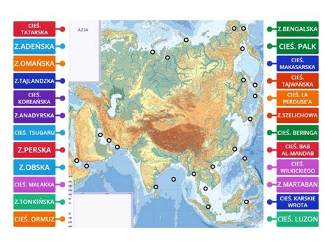 AZJA ZATOKI I CIEŚNINY Labelled diagram