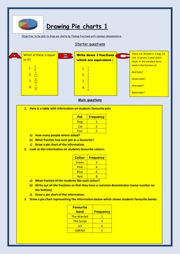 Drawing Pie Charts Worksheet Teaching Resources