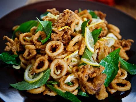 Crispy Squid with Garlic, Chile, and Basil Recipe | Alex Guarnaschelli | Food Network