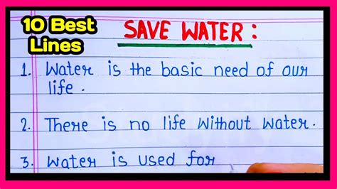 Essay On Save Water In English Paragraph On Save Water 10 Lines Easy