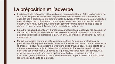 Adverbe Préposition Conjonction Particules Et Motsphrases