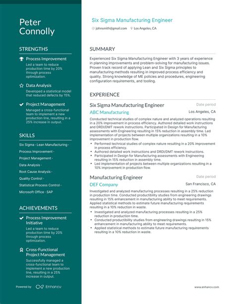 Six Sigma Resume Examples Guide For