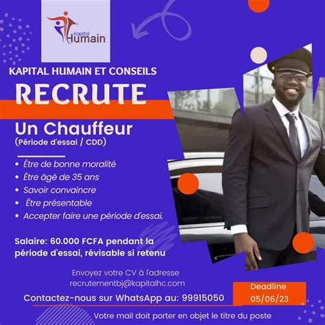 Recrutement Benin Kapital Humain Et Conseil Pour Le Compte D Une