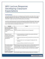 Ed Secodn Assgn Docx W Lecture Response Developing Classroom