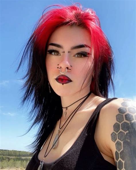 Red To Black Ombre Dyed Colored Hair Inspo Alternative Grunge Style In