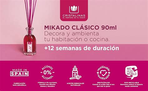 Cristalinas Ambientador Mikado Cl Sico Difusor Con Varillas De Rat N