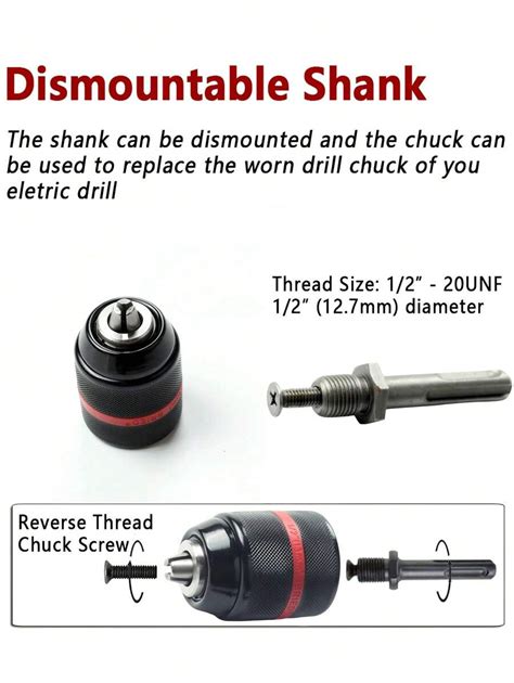 Set Pcs Metal Heavy Duty Unf Mm Keyless Drill Chuck Hex