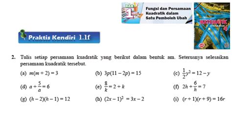 Kssm Matematik Tingkatan 4 Bab 1 Fungsi Dan Persamaan Kuadratik Dalam