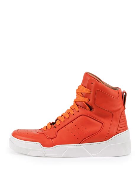 Givenchy Tyson Leather High Top Sneaker In Orange For Men Lyst