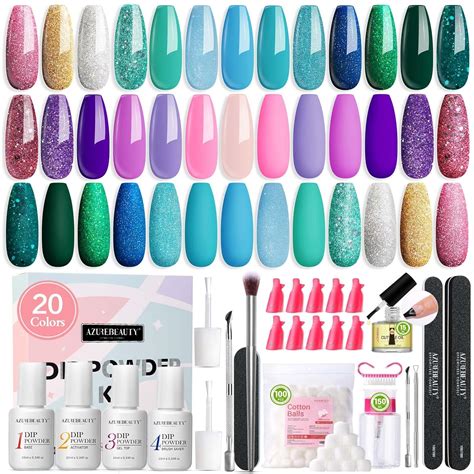 Amazon AZUREBEAUTY 29 Pcs Dip Powder Nail Kit Starter 20 Colors