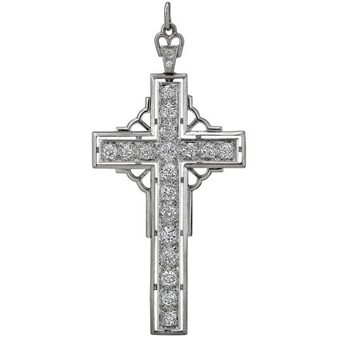 Art Deco Diamond Platinum Latin Cross Pendant For Sale At 1stdibs