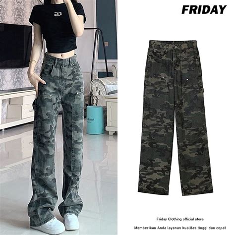 Jual Friday Clothing Celana Kargo Lurus Pinggang Tinggi Gaya Pacar Asli