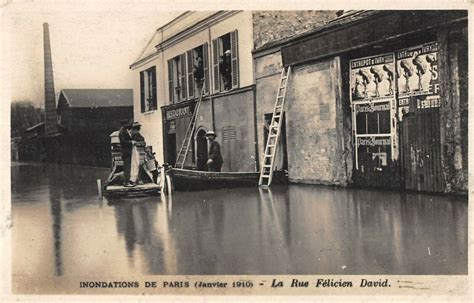 Paris Xvie Inondations Crue Carte Photo De La Rue Felicien David