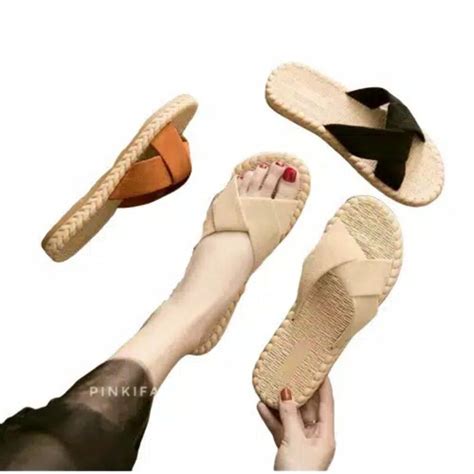 Jual Sandal Wanita Suede Etnik Silang Shopee Indonesia