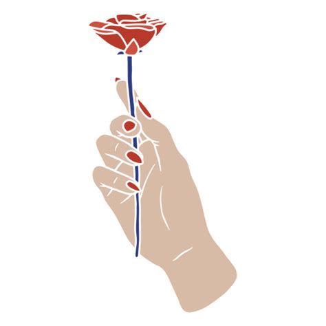 Diseño PNG Y SVG De Mano Sosteniendo Una Rosa Roja Para Camisetas