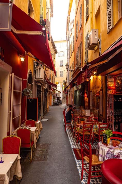 Small Street Restaurants In The Historic District Of Nice City Of