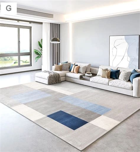 Dining Room Floor Carpets Blue Geometric Modern Area Rugs